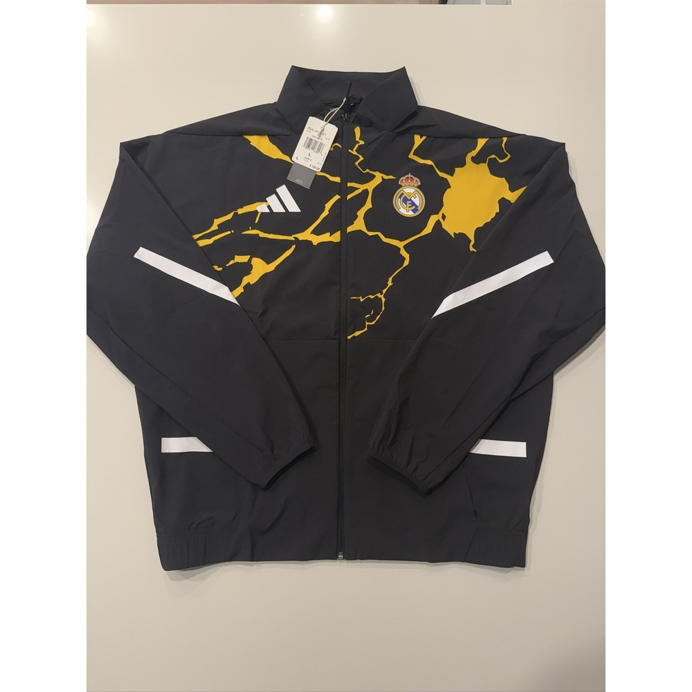 Adidas Real Madrid Marvel Anthem Jacket JZ9150 Men's L Black Yellow White